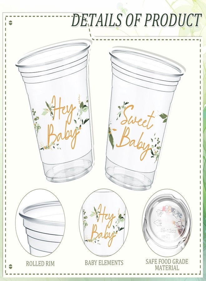 Fuyoooo 48 Pcs Gender Reveal Party Plastic Cup 16 Oz Cups Boy or Girl Thick Clear Cup Gender Reveal Party Supplies Pink and Blue Baby Shower Decorations (Eucalyptus) - Image 2